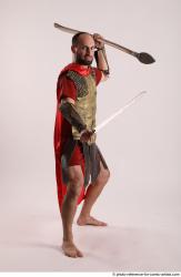 Man Adult Athletic White Fighting with spear Standing poses Army